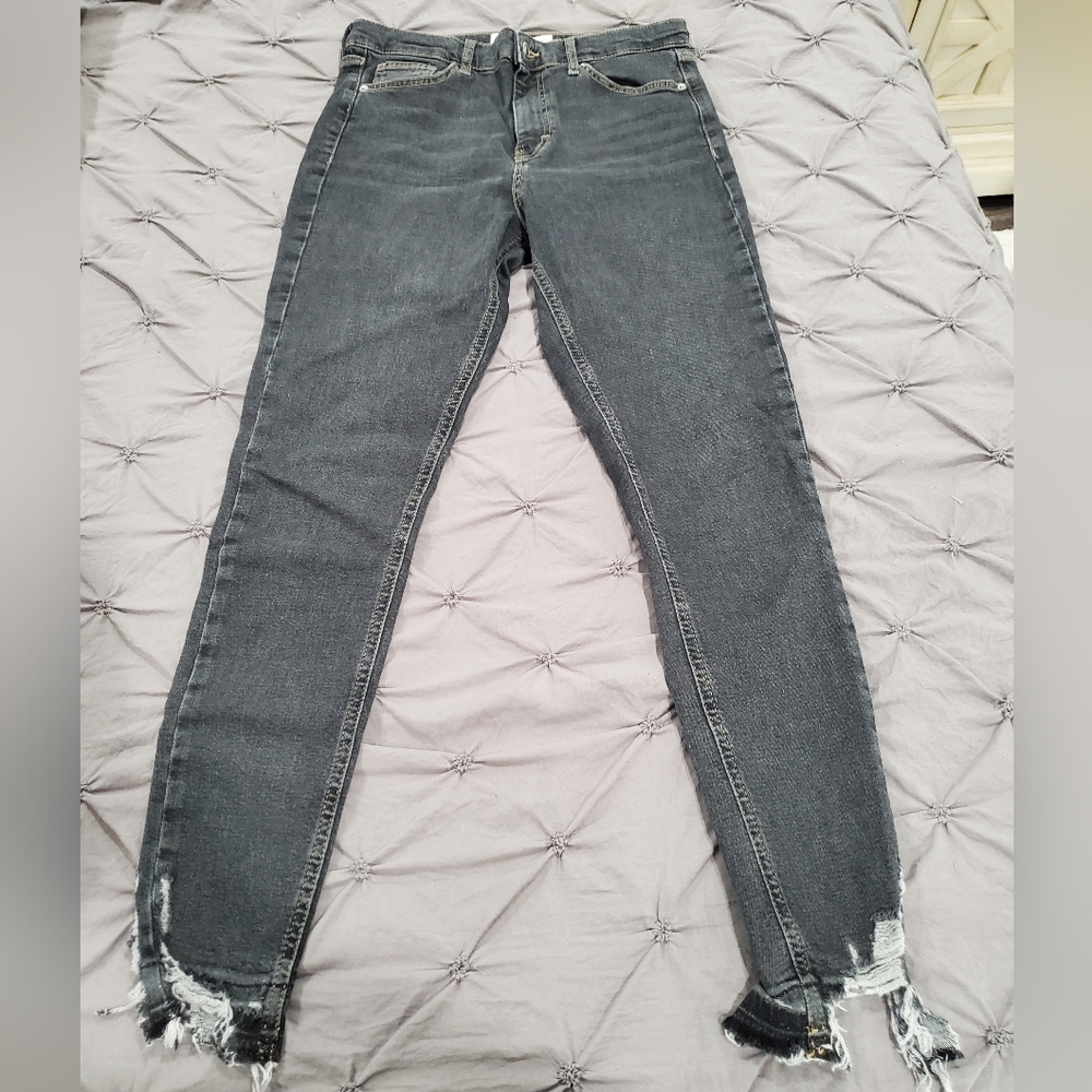 Topshop Jamie High Waist Ripped Hem Skinny Jeans